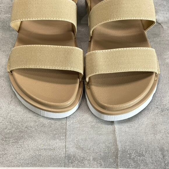 OLIVIA MILLER Women's Tan Nicola Round-Toe Stretchy Straps Slip-On Flat Sandals - Picture 5 of 10